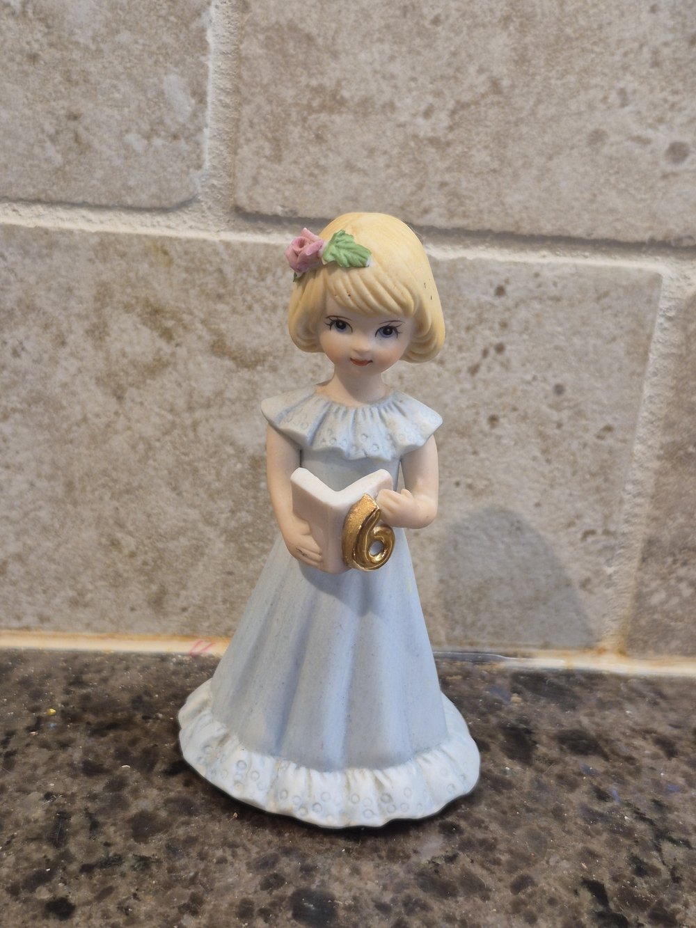 Enesco Growing Up Birthday Girl Age 6 Porcelain Doll Vintage Collectible 1981